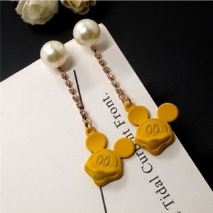 Disney Yellow Resin, Gold and Pearl Earrings